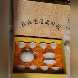 Classic White Tea Set with Silver Accents